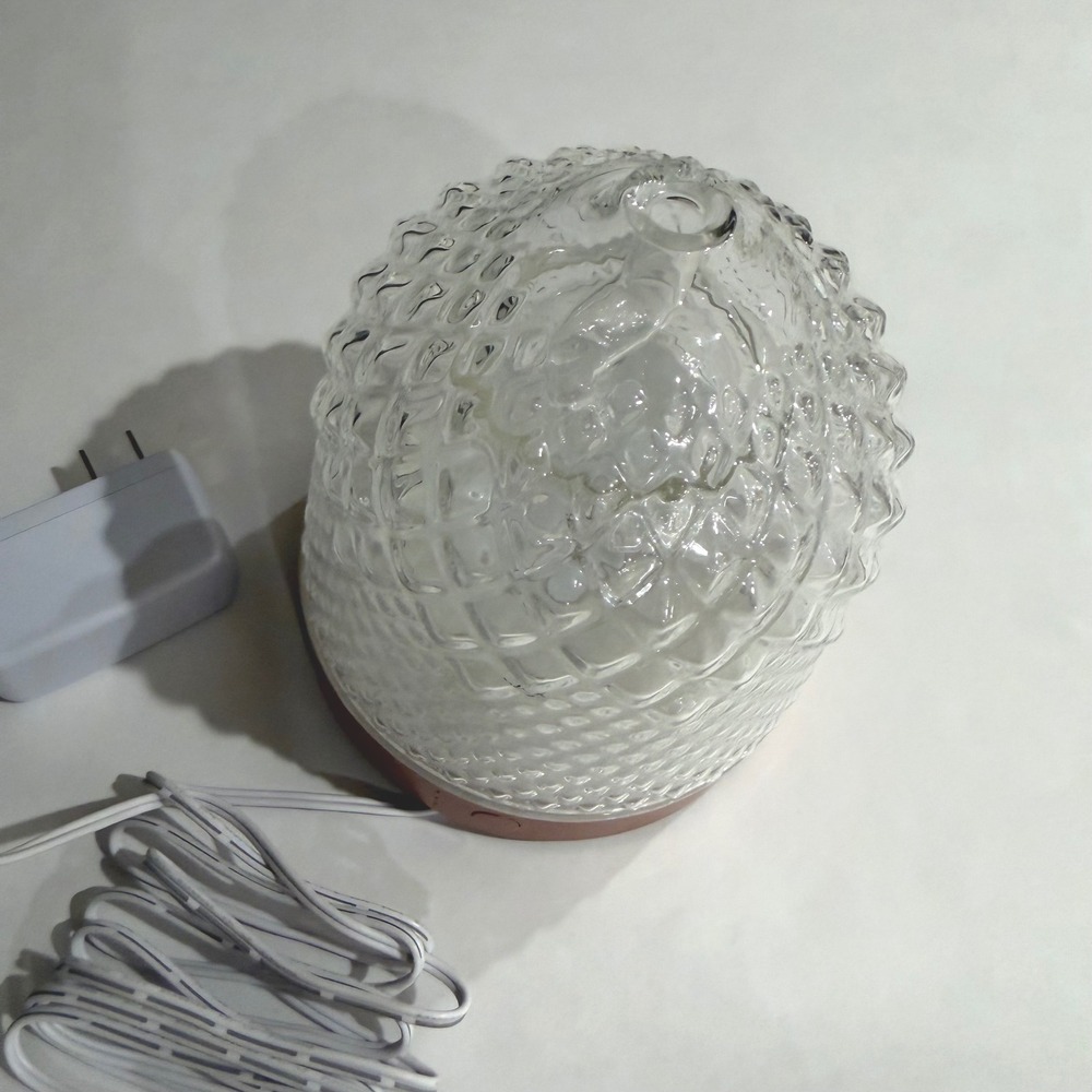 Pineapple Glass Levoair Essential Oil Diffuser Rose Gold Base Clear Hobnail - Picture 3 of 8